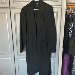 Torrid Black Trench Coat with Wide Lapels and Maxi Length